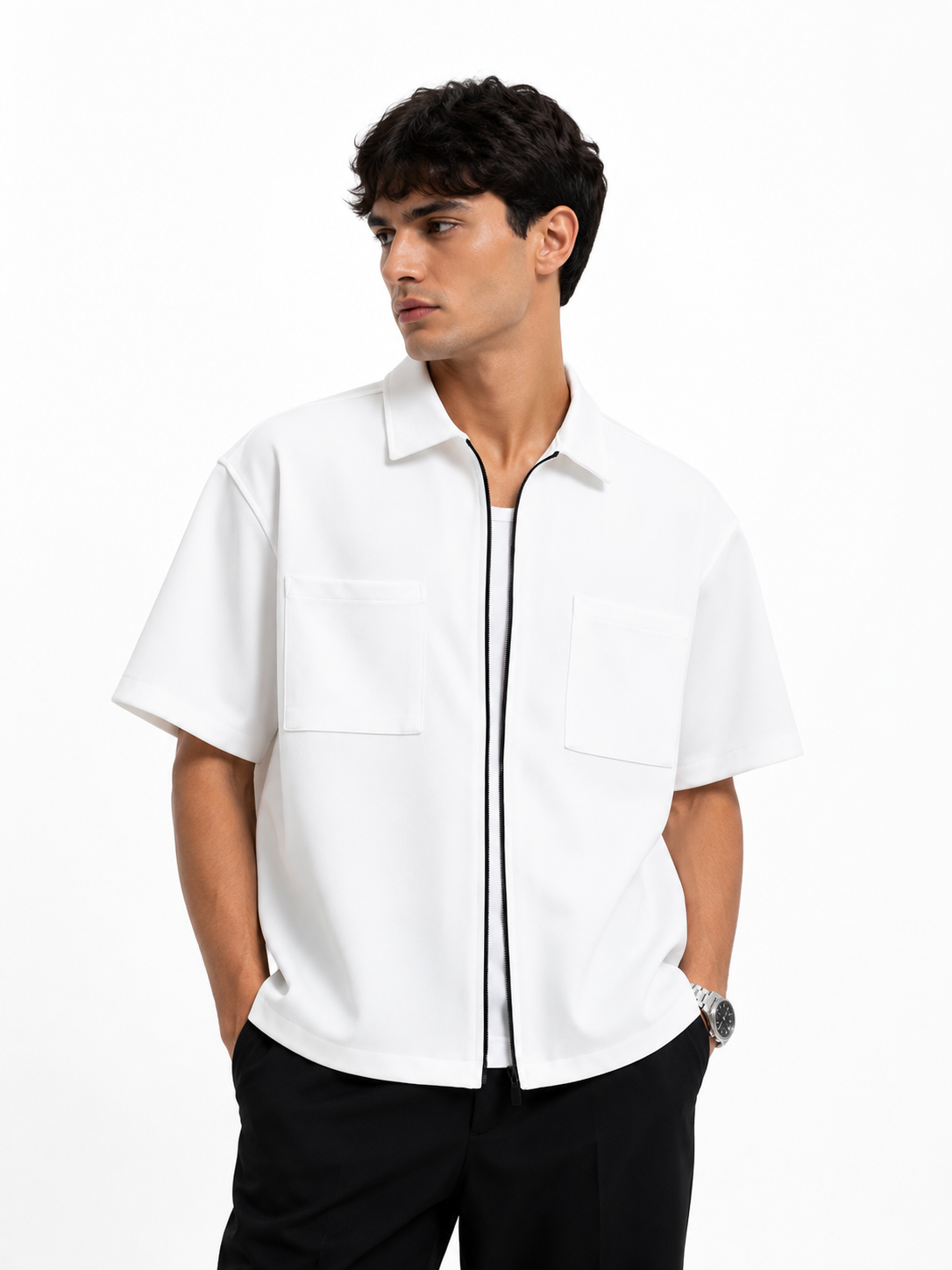 Korean Full-Zip Oversized Shirt