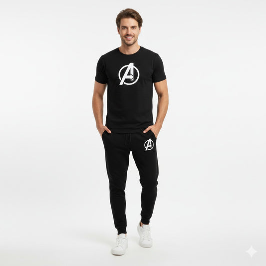Round neck half-sleeve casual T-shirt with matching trousers. Trendy and comfortable, making it a perfect choice for gym, jogging, and daily wear