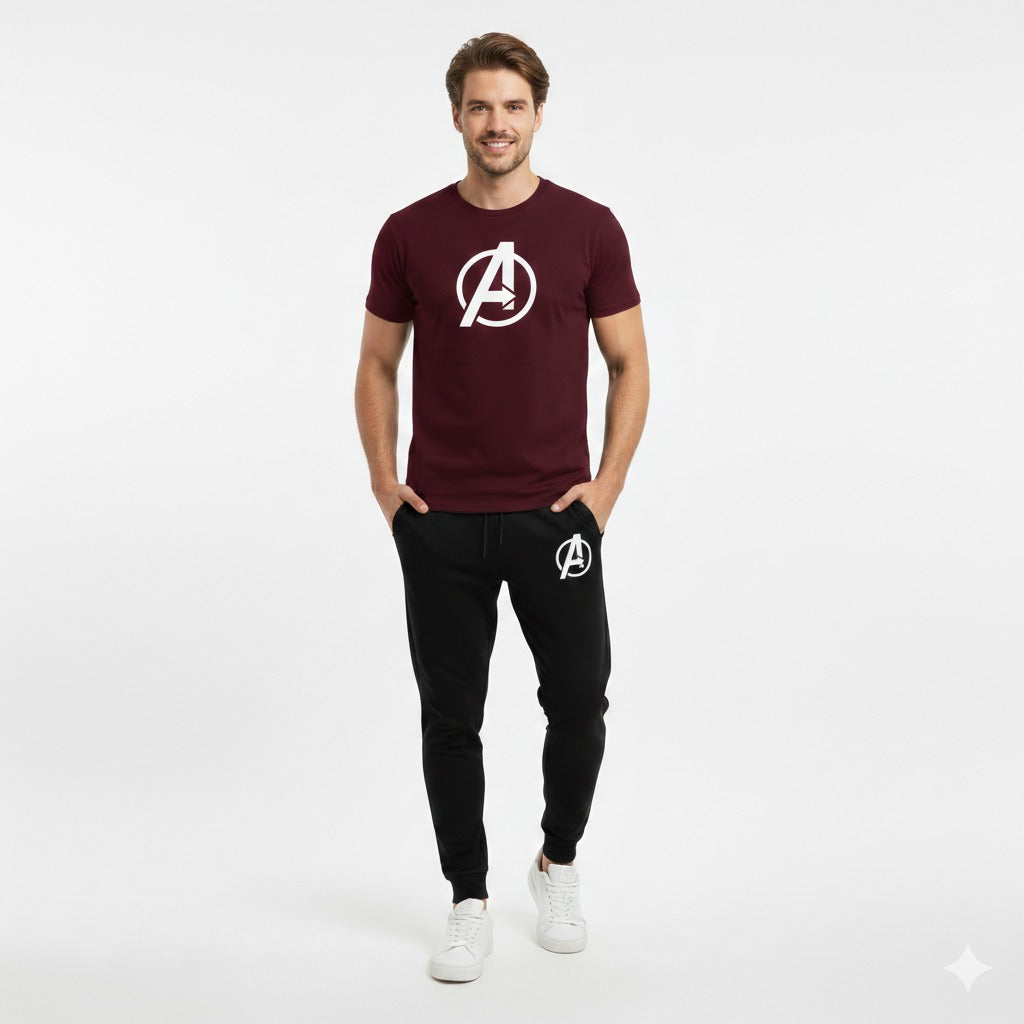Round neck half-sleeve casual T-shirt with matching trousers. Trendy and comfortable, making it a perfect choice for gym, jogging, and daily wear