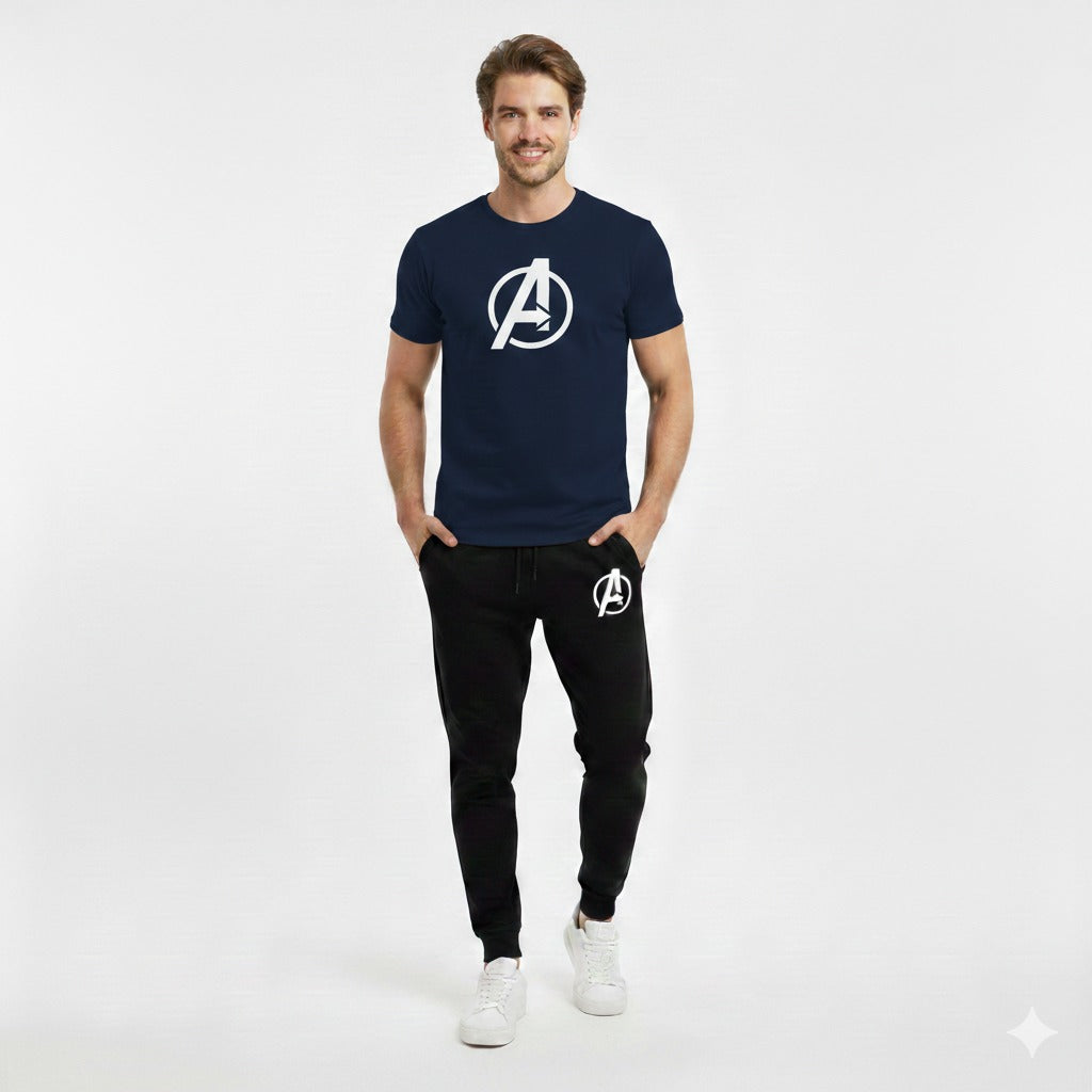 Round neck half-sleeve casual T-shirt with matching trousers. Trendy and comfortable, making it a perfect choice for gym, jogging, and daily wear