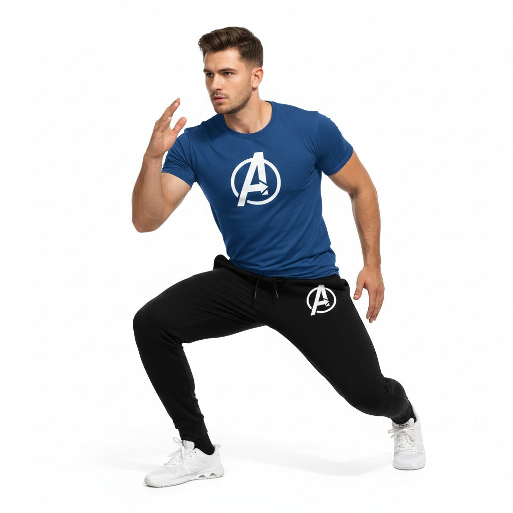 Round neck half-sleeve casual T-shirt with matching trousers. Trendy and comfortable, making it a perfect choice for gym, jogging, and daily wear