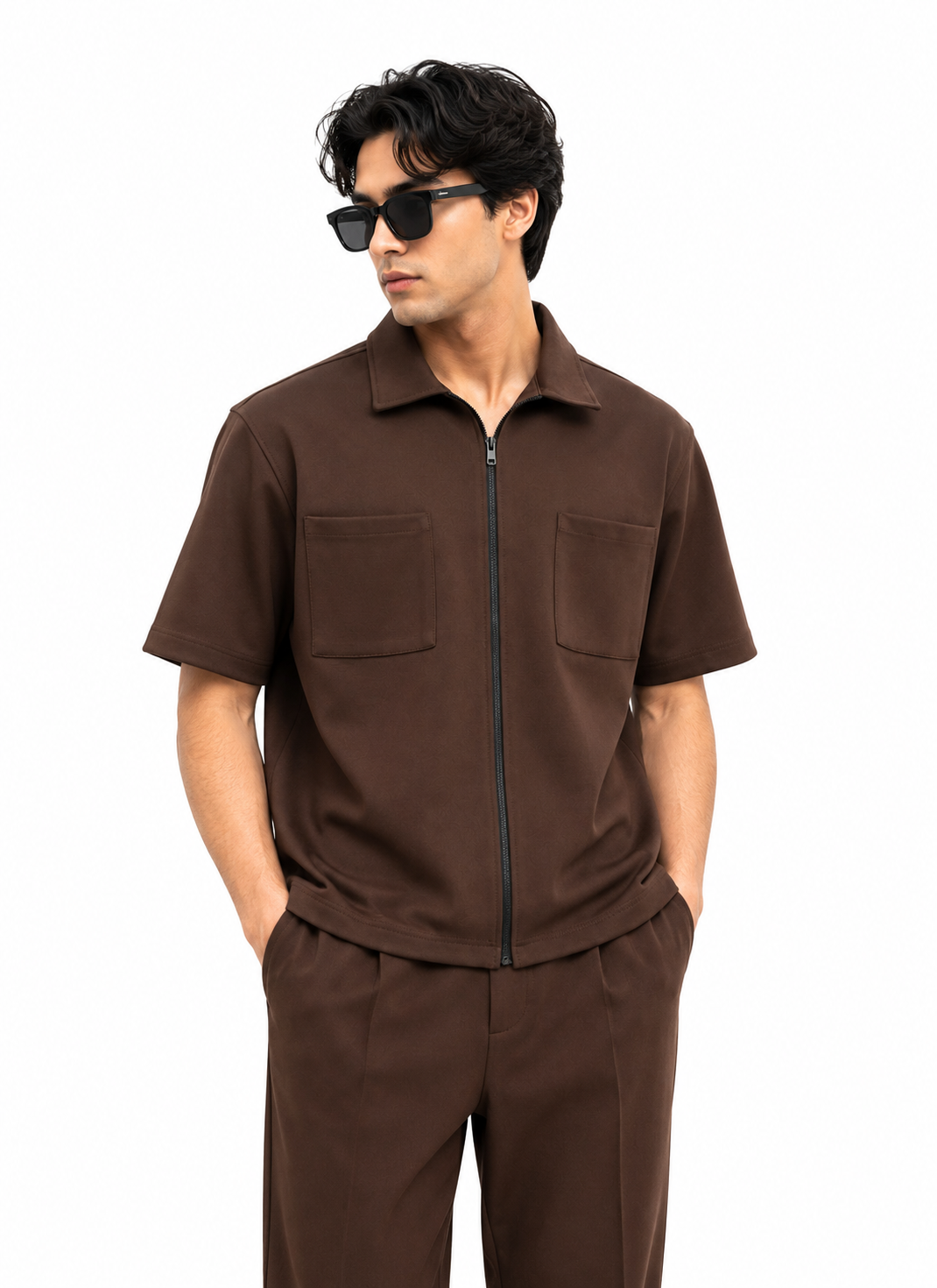 Korean Full-Zip Oversized Shirt