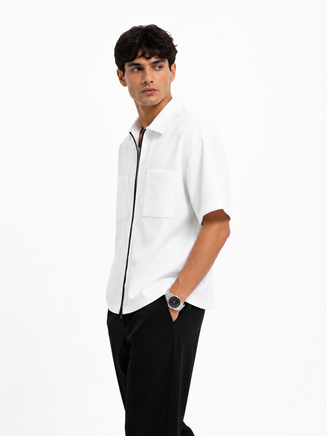 Korean Full-Zip Oversized Shirt