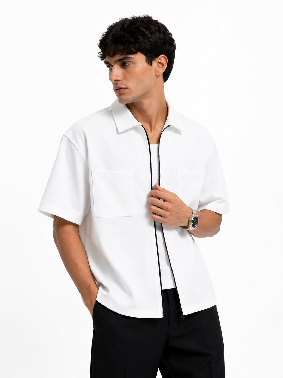 Korean Full-Zip Oversized Shirt